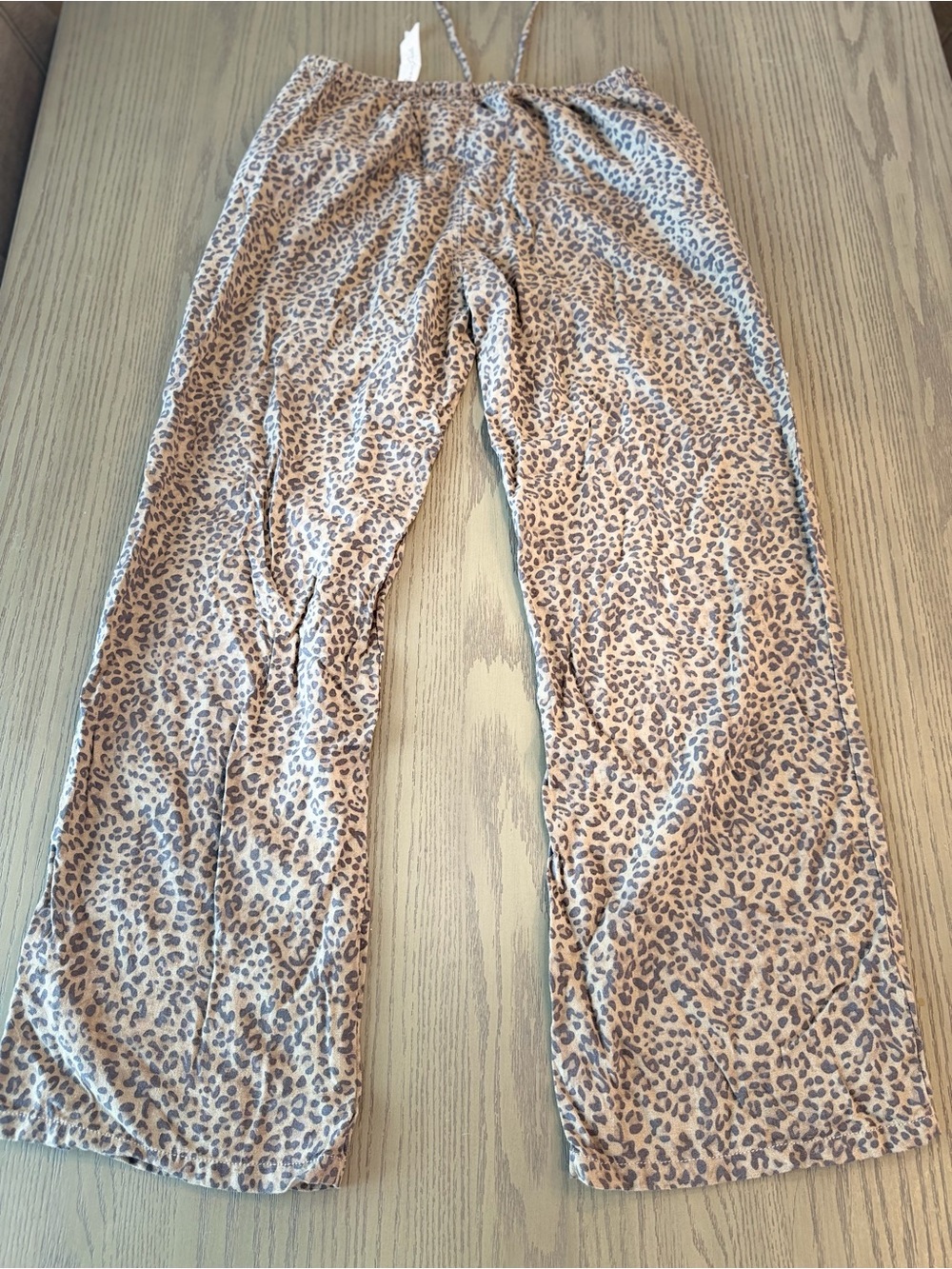 Wide Leg Leopard Print Lounge Pants - Neutral Tan